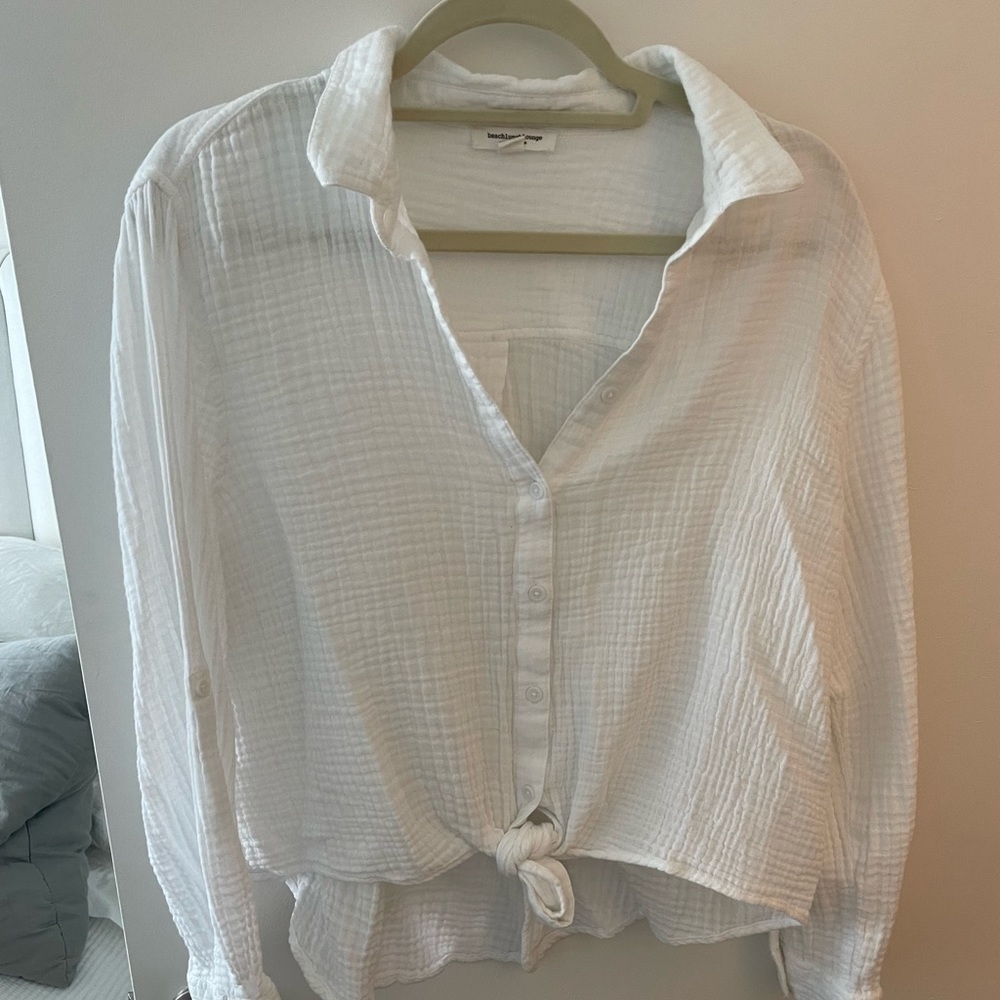 BEACHLUNCHLOUNGE gauze white tie shirt